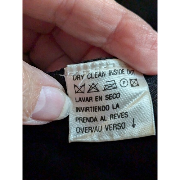 Vtg Liz Claiborne Wool Dress Women's L 90s A-line Black Beaded Chic Swing Y2K - Picture 14 of 16